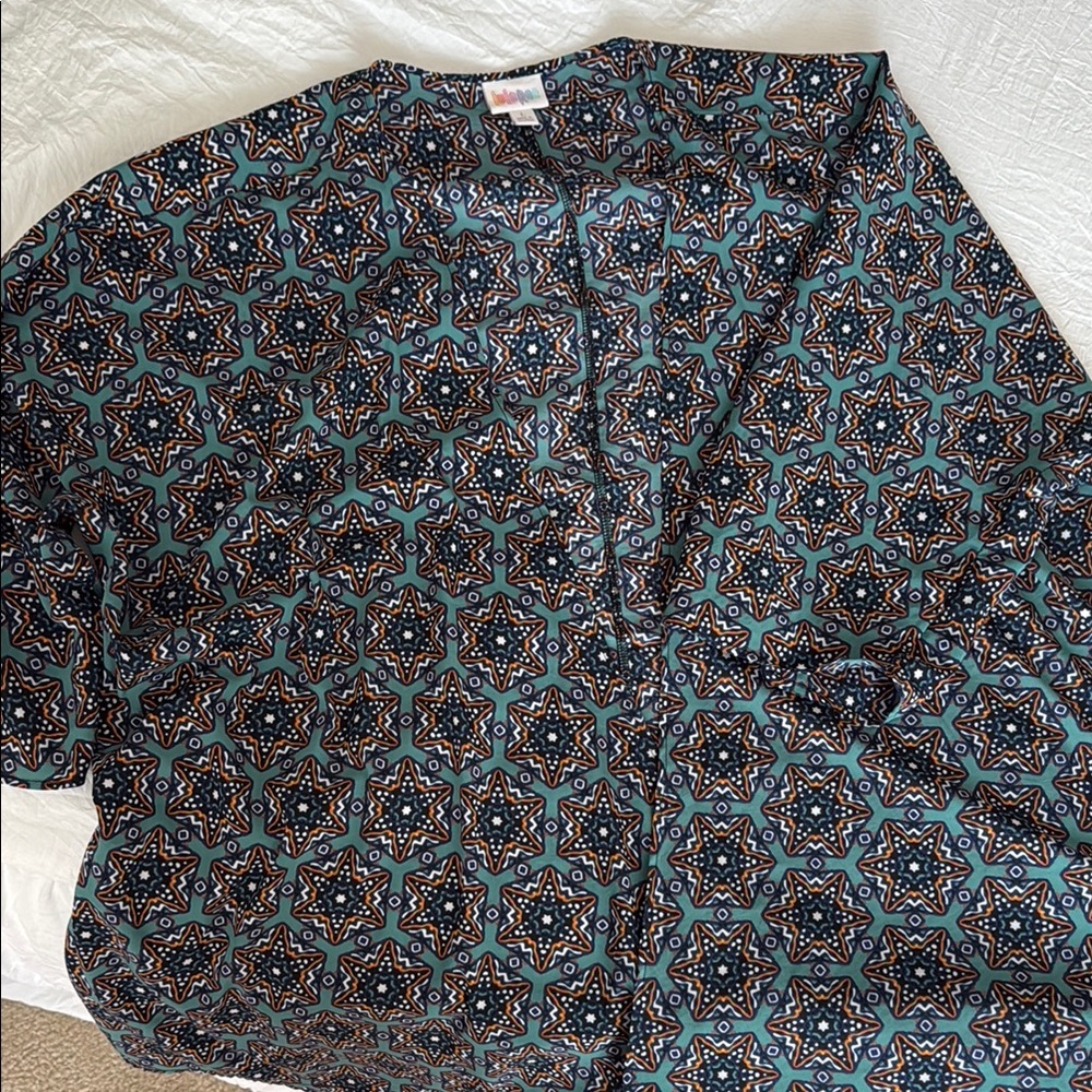 LuLaRoe Geometric Blue and Black Top